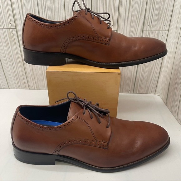Johnston & Murphy Mens Oxford Plain Toe Shoes Brown Leather Lace Up Size 11